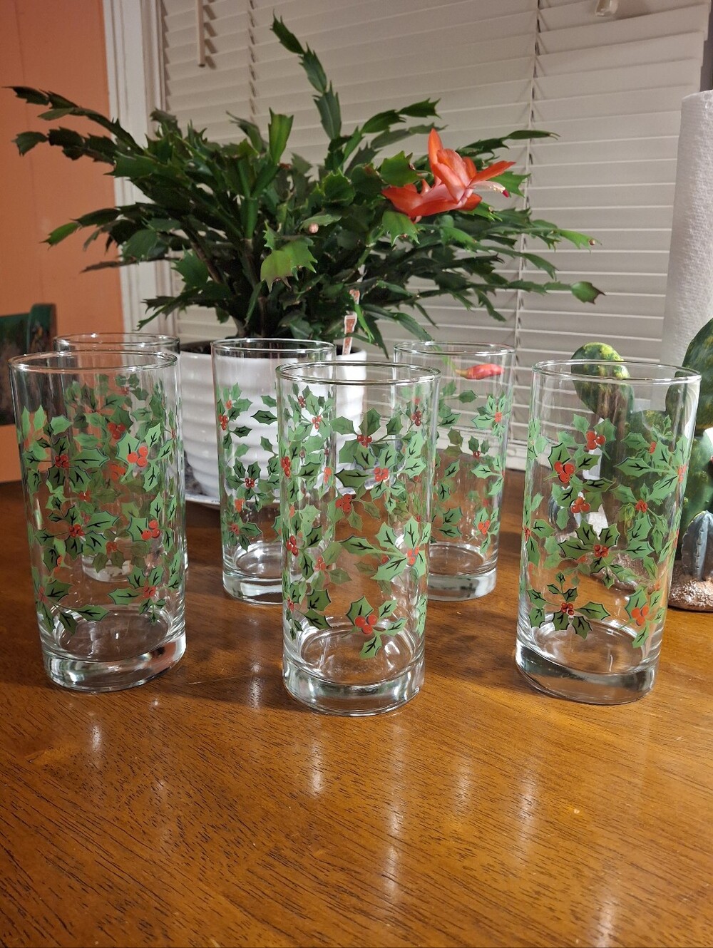 Royal Norfolk Holly Berry Christmas Holiday Tumblers 16.3 Oz. Ea. Set Of 6 Excel